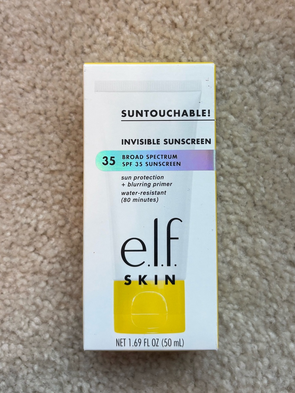 e.l.f Skin Suntouchable! Invisible Sunscreen SPF 35 - White/Yellow NEW 1.7 fl oz